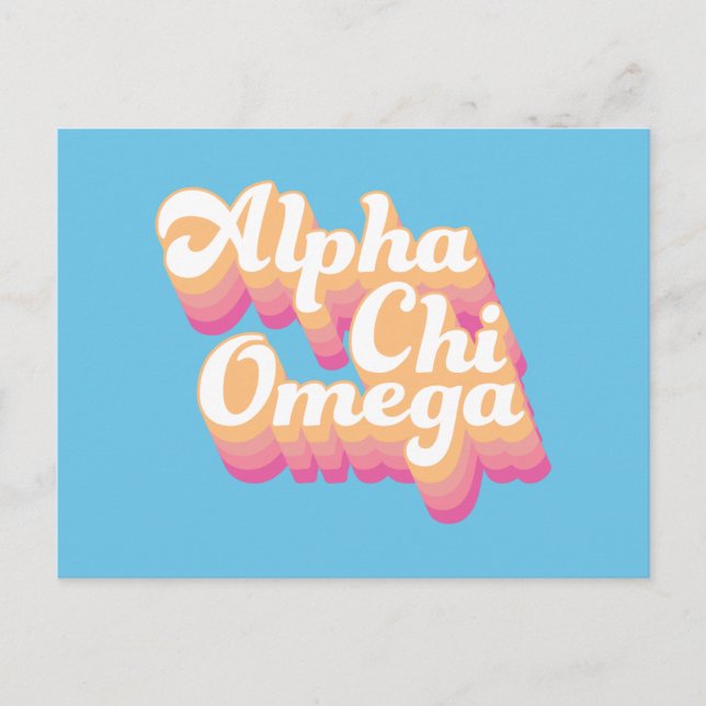 Carte Postale Alpha Chi Omega | Écriture Groovy (Devant)