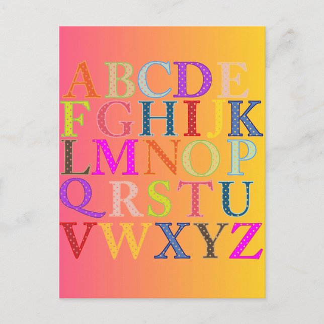 Carte Postale Alphabet (Devant)