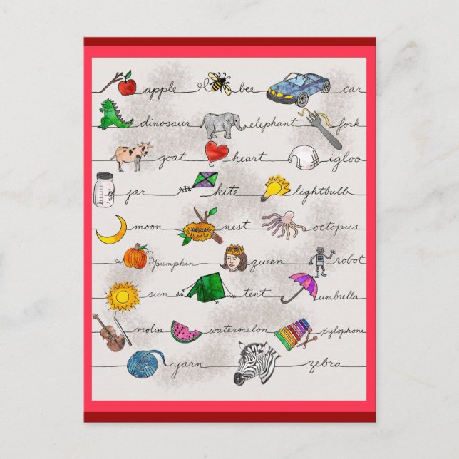 Carte Postale Alphabet A-Z (Devant)