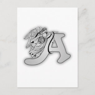 Carte Postale Alphabet Angel A Monogramme initial