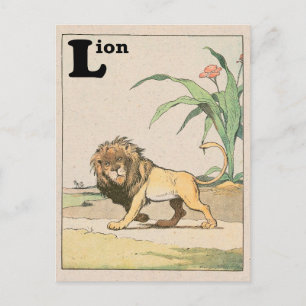 Carte Postale Alphabet Animal Lion de la Jungle