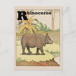 Carte Postale Alphabet Animal Rhinocéros