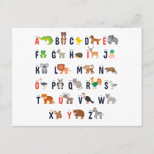 Carte Postale Alphabet Animaux - super mignon !