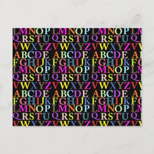 Carte Postale Alphabet arc-en-ciel