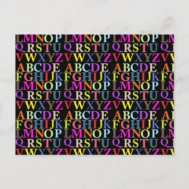 Carte Postale Alphabet arc-en-ciel (Devant)