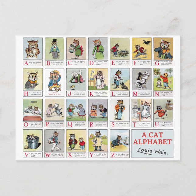 Carte Postale Alphabet de chat, Louis Wain (Devant)