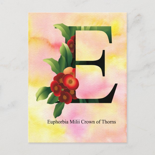 Carte Postale Alphabet de fleurs avec l'arrière - plan (Devant)