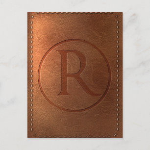 Carte Postale alphabet en cuir lettre R
