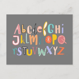 Carte Postale Alphabet enfants typographie cool