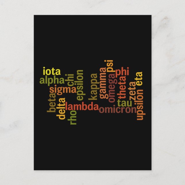 Carte Postale Alphabet grec (Nuage de mots) (Devant)