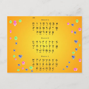 Carte Postale Alphabet hébreu