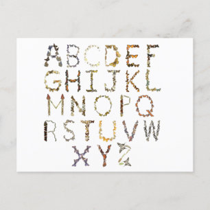 Carte Postale Alphabet papillon - Alphabet de la nature ABC
