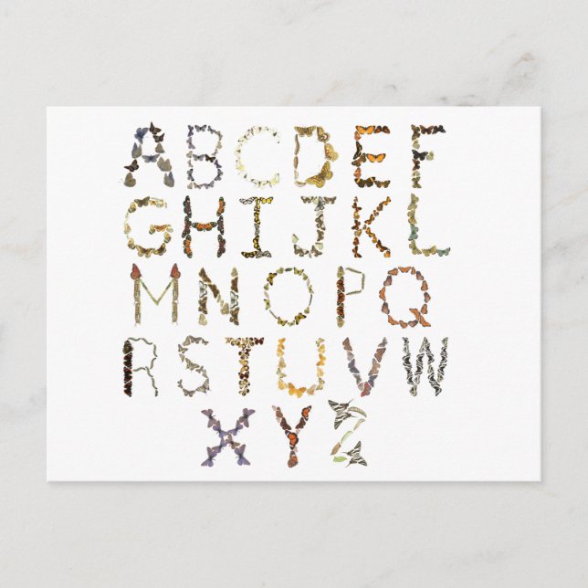 Carte Postale Alphabet papillon - Alphabet de la nature ABC (Devant)