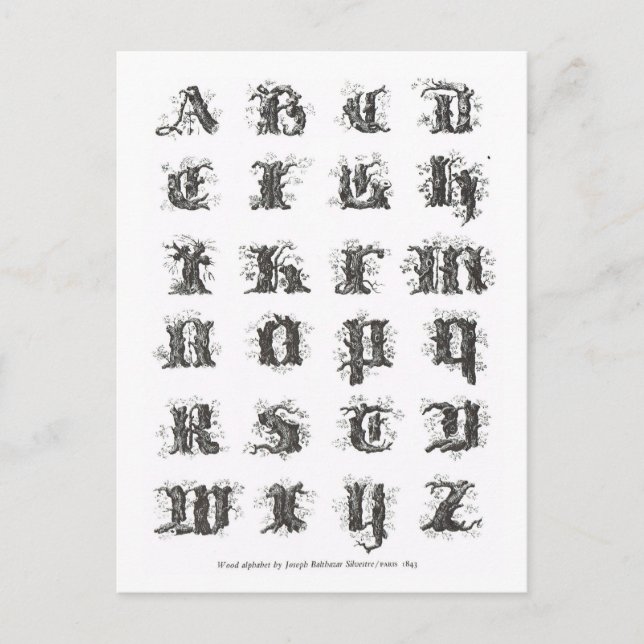 Carte Postale Alphabet Päris 1843 (Devant)