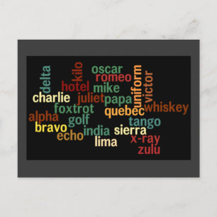 Carte Postale Alphabet phonétique de l'OTAN (Fond sombre)