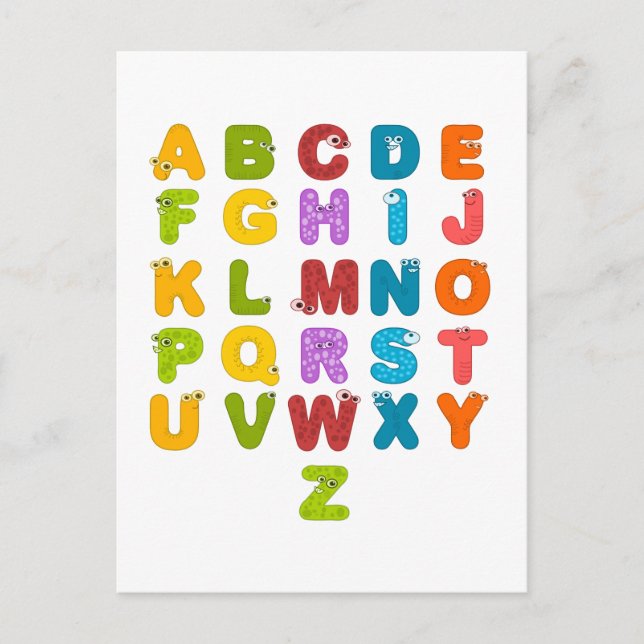 Carte Postale Alphabet pour enfants (Devant)