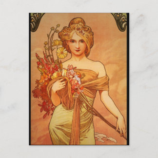 Carte Postale Alphonse (Alfons) Mucha Bouquet