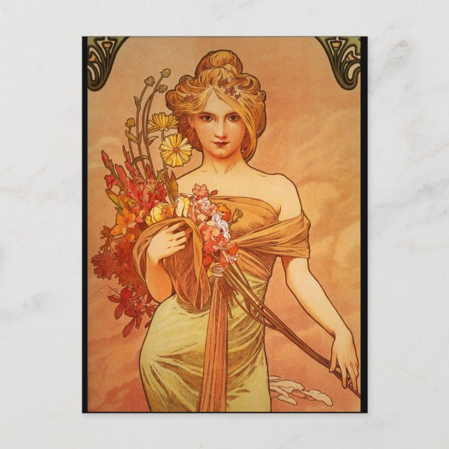 Carte Postale Alphonse (Alfons) Mucha Bouquet (Devant)