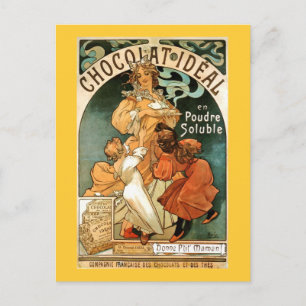 Carte Postale Alphonse (Alfons) Mucha Chocolat Idéal
