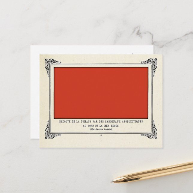 Carte Postale Alphonse Allais, Poisson d'avril, Rouge, Art abstr (Devant/Arrière en situation)