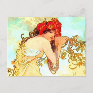 Carte Postale Alphonse Mucha Art Nouveau Été