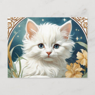 Carte Postale Alphonse Mucha Art Nouveau Kitten