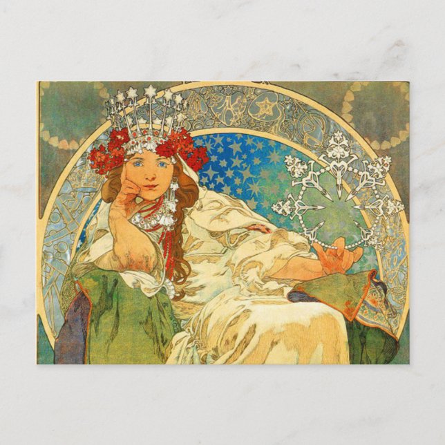 Carte Postale Alphonse Mucha Art Nouveau Princesse Hyacinth (Devant)