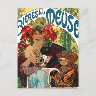 Carte Postale Alphonse Mucha Bieres De La Meuse