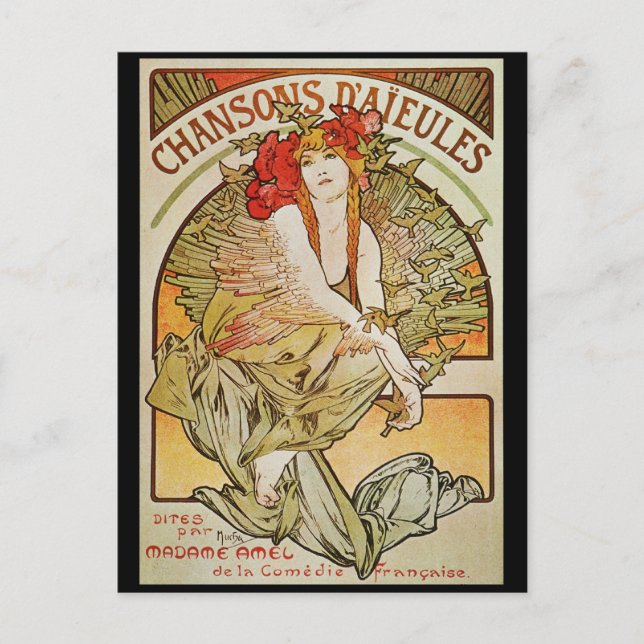 CARTE POSTALE ALPHONSE MUCHA CHANSONS D`AJEULES (Devant)