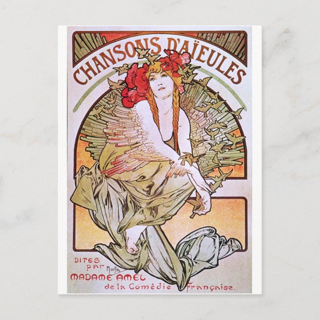 Carte Postale Alphonse Mucha. Chansons D'Aieules, c.1898 (Devant)
