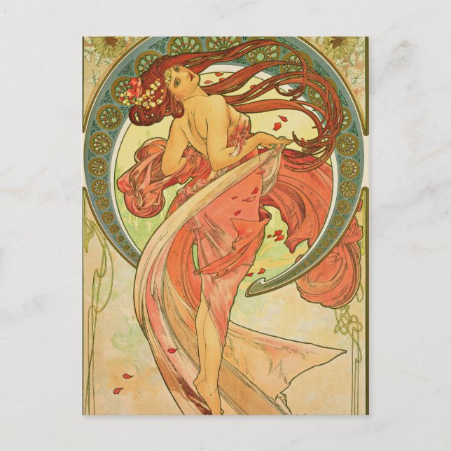 Carte Postale Alphonse Mucha - Danse (Devant)