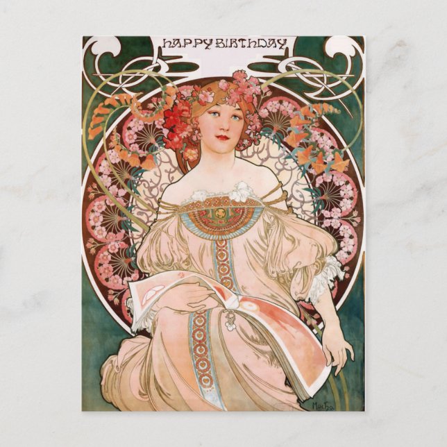 Carte Postale Alphonse Mucha : Daydream (Rêverie) (Devant)