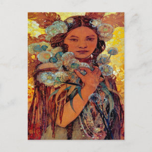 Carte Postale Alphonse Mucha - Femme amérindienne d'Amérique