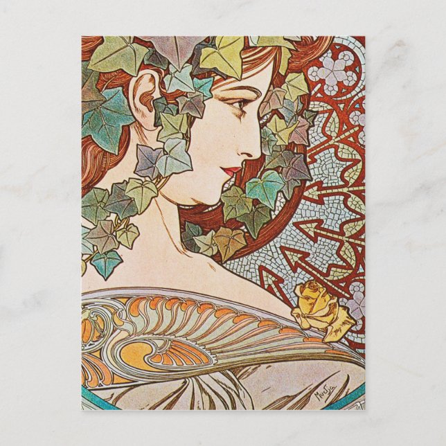 Carte Postale Alphonse Mucha - Ivy (Devant)
