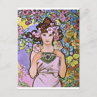 Carte Postale Alphonse Mucha. La Rose/Rose, 1897