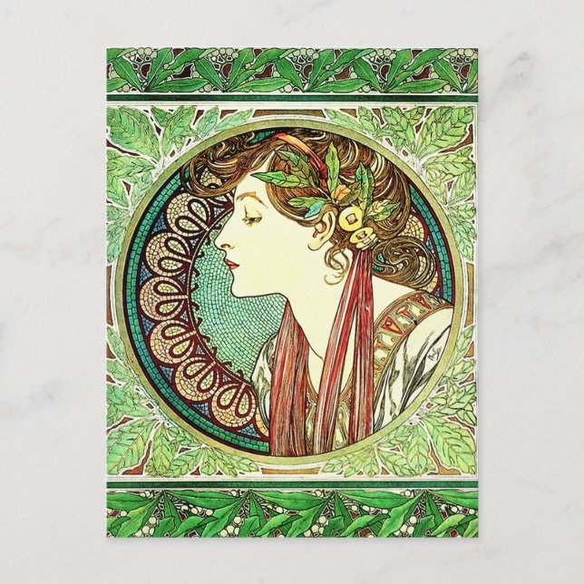 Carte postale Alphonse Mucha Laurel (Devant)