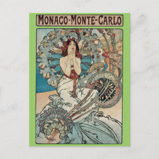 Carte Postale Alphonse Mucha ~ Monaco Monte Carlo Art Nouveau