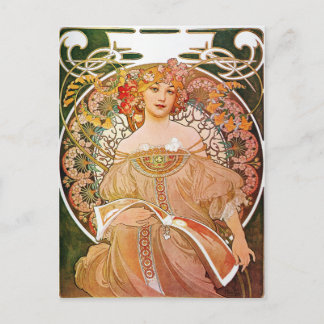 Carte Postale Alphonse Mucha, Reverie/Daydream, 1896.