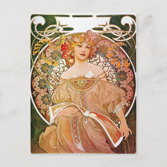 Carte Postale Alphonse Mucha, Reverie/Daydream, 1896. (Devant)