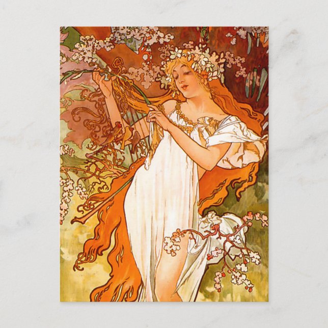 Carte Postale Alphonse Mucha Spring (Devant)