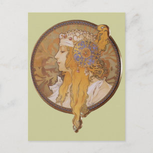 Carte Postale Alphonse Mucha ~ Tête byzantine : La Blonde