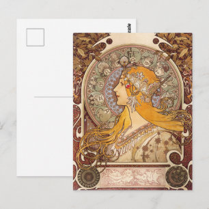 Carte Postale Alphonse Mucha Zodiaque Art Nouveau Décoration Vin