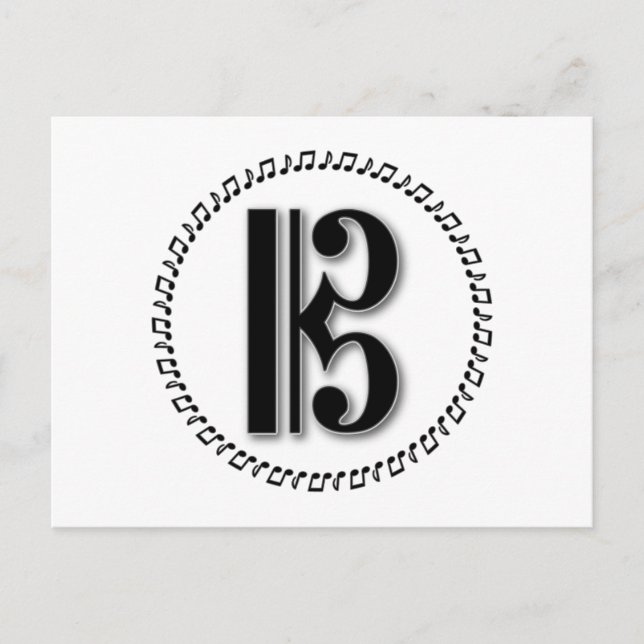 Carte Postale Alto ou Tenor Clef Music Note Design C Clef (Devant)