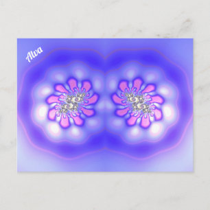 Carte Postale ALVA ~ 3D Fractage Design ~ Rose Blue Mauve ~