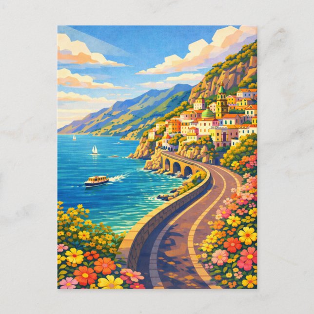 Carte Postale Amalfi Coast Italy Riviera Vintage Travel (Devant)