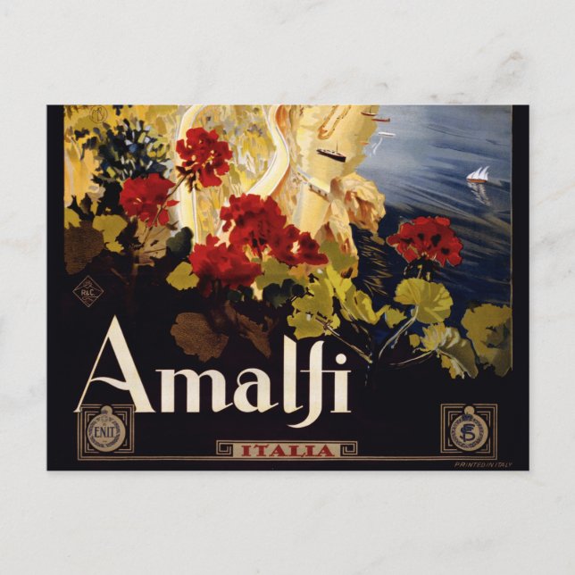Carte Postale Amalfi Italie Poster de voyage Graphique d'art (Devant)