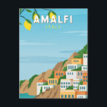Carte Postale Amalfi Italie Retro Voyage Art Vintage<br><div class="desc">Amalfi design vectoriel. Amalfi est une ville située dans un cadre naturel spectaculaire,  au pied de falaises escarpées,  sur la côte sud-ouest de l'Italie.</div>