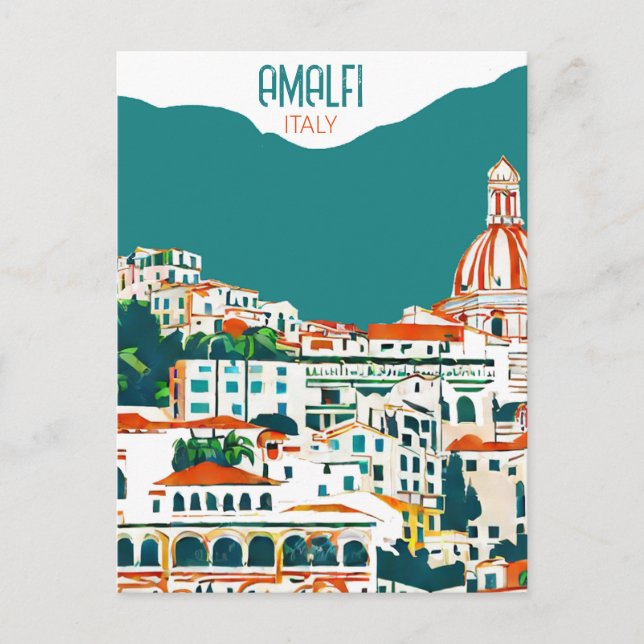 Carte Postale Amalfi Italie Retro Voyage Art Vintage (Devant)
