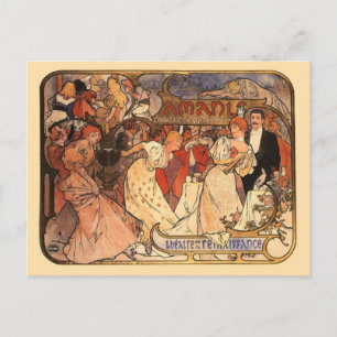 Carte Postale Amants, Alphonse Mucha