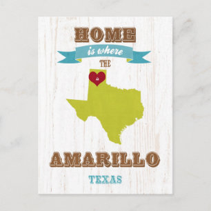 Carte Postale Amarillo, Texas Map - La Maison Est Où Est Le Coeu